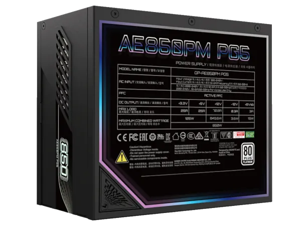 NAPAJANJE GIGABYTE AORUS ELITE GP-AE850PM PG5 850W ATX80+PLATINUMCR...