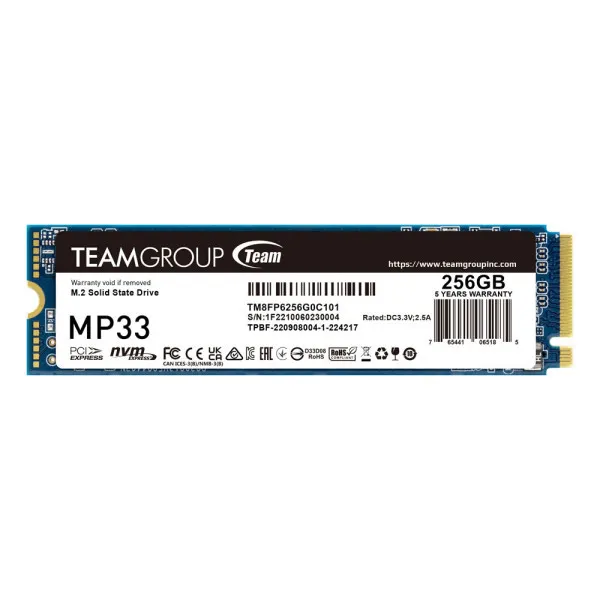 SSD M.2 NVMe TeamGroup 256GB MP33 Gen3x4 1600MBs1000MBs TM8FP6256G0...