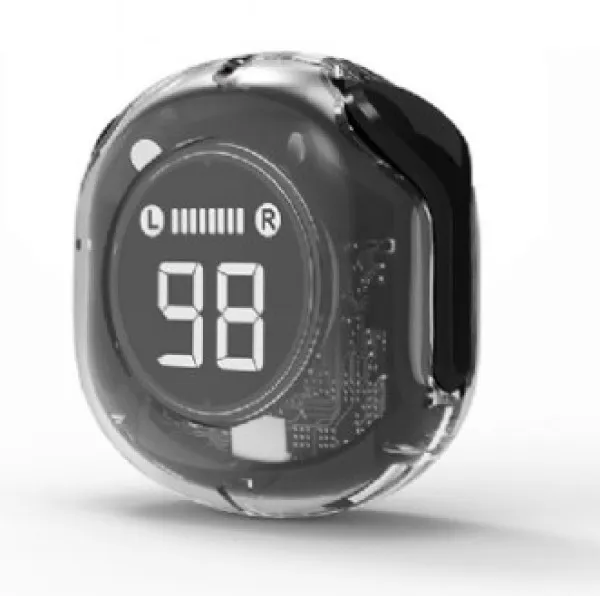 TWST-01-BK Gembird bluetooth V5.4 slusalice, TWS, LCD, Transparent, black