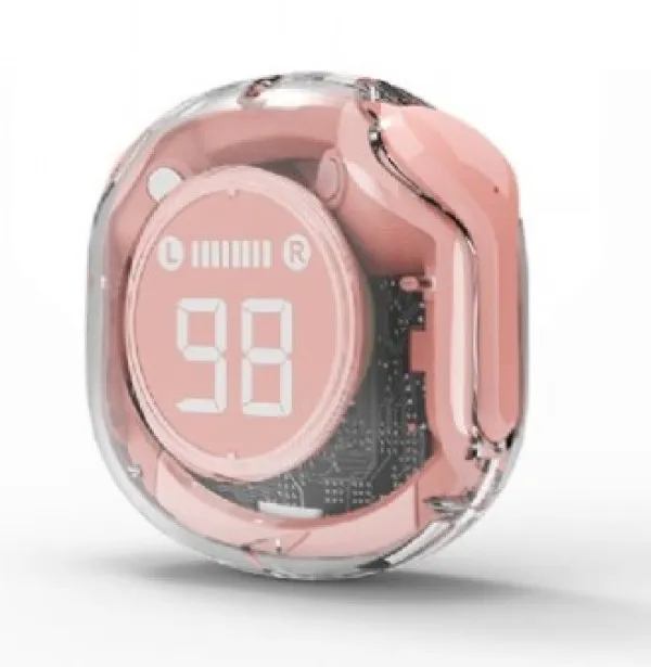 TWST-01-PK Gembird bluetooth V5.4 slusalice, TWS, LCD, Transparent, pink