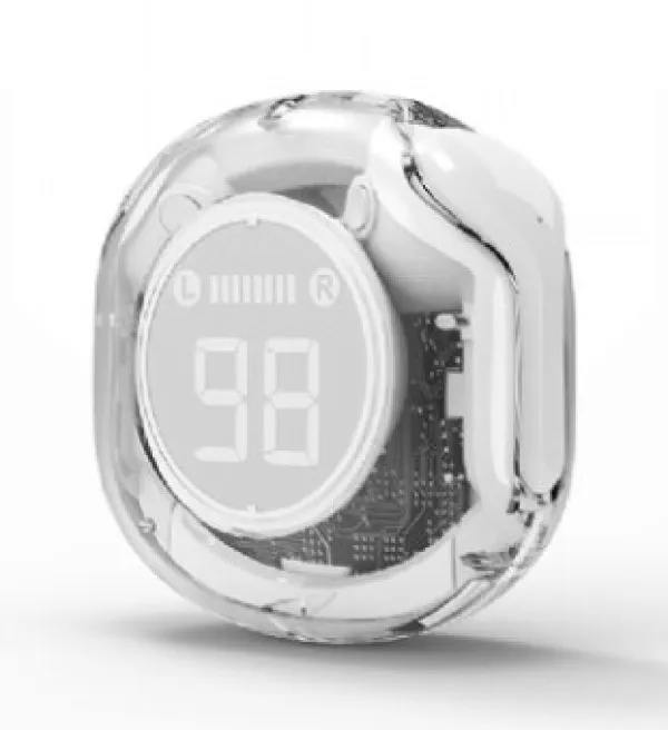 TWST-01-W Gembird bluetooth V5.4 slusalice, TWS, LCD, Transparent, white