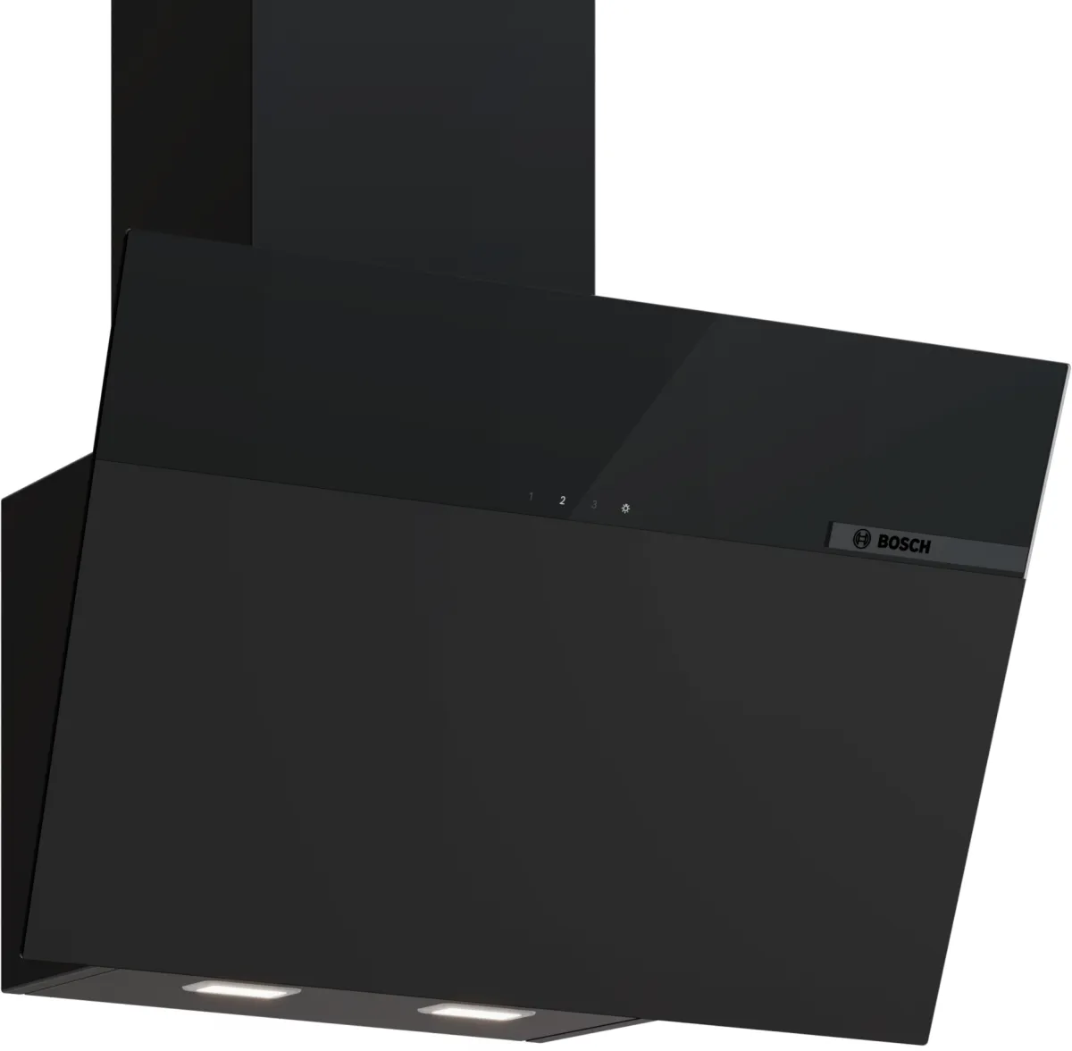 Series 4, wall-mounted cooker hood, 60 cm, Clear glass flat black printed, Matt black , DWK65DFA1