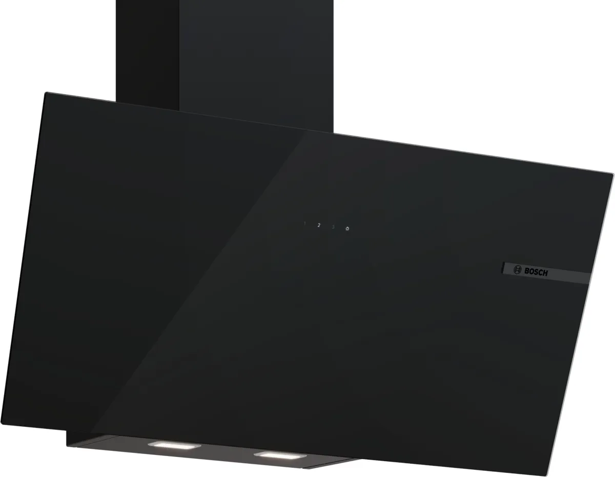 Series 4, wall-mounted cooker hood, 80 cm, clear glass black printed, Black, DWK85DF61