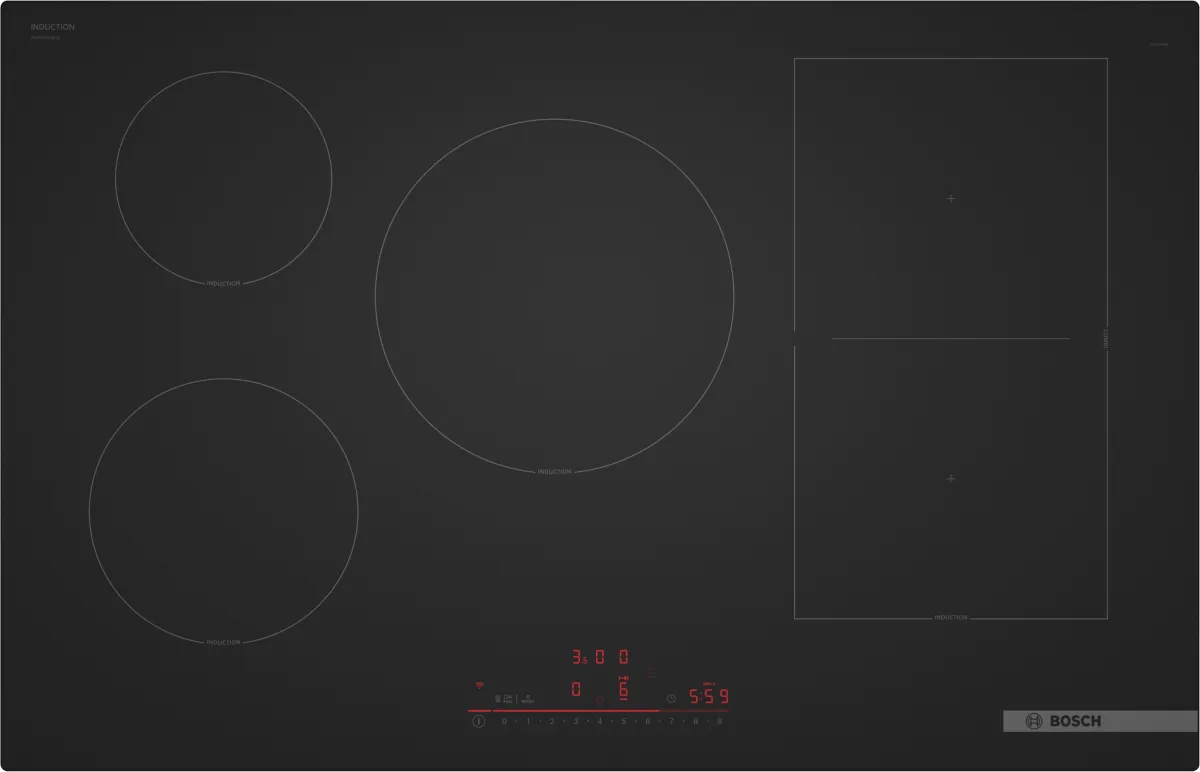 Series 6, Induction hob, 80 cm, Matt black, surface mount without frame, PVW81CHB1E