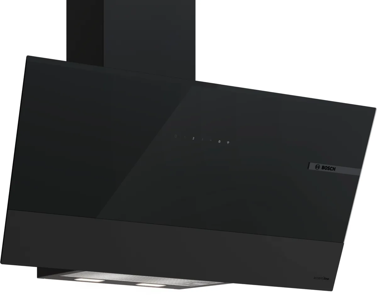 Series 6, wall-mounted cooker hood, 80 cm, clear glass black printed, Black, DWK87PN65