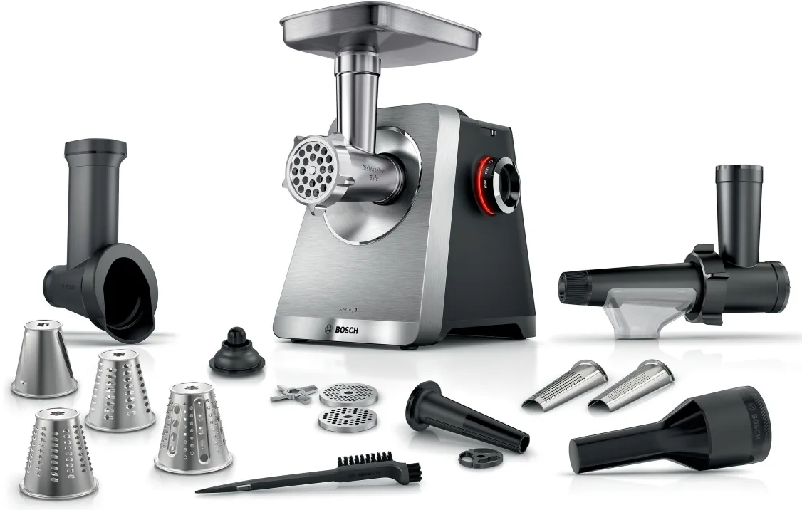 Series 8, Food mincer, MultiPower, 2500 W, Stainless steel, MFWS860M