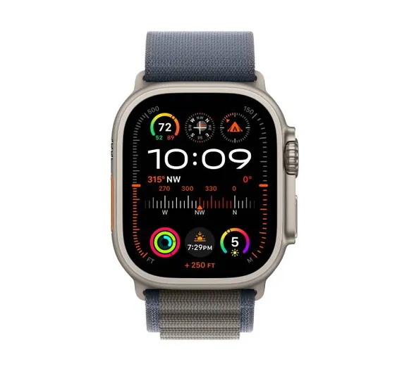 Apple Watch Ultra 2 GPS MREQ3SE/A + Cellular, 49mm Titanium Case with Blue Alpine Loop - Large