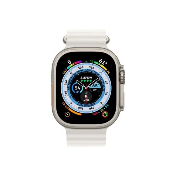 Apple Watch Ultra Cellular, 49mm Titanium Case with White Ocean Band
