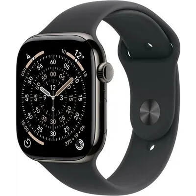 APPLE Watch S11 Cellular 42mm Slate Titanium Case with Black Sport Band - S/M mf8r4rk/a