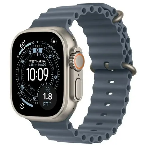 APPLE Watch Ultra 3 Cellular 49mm Natural Titanium Case with Anchor Blue Ocean Band mewh4se / a