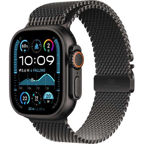APPLE Watch Ultra2 v2 Cellular 49mm Black Titanium Case with Black Titanium Milanese Loop - L mx5v3se / a