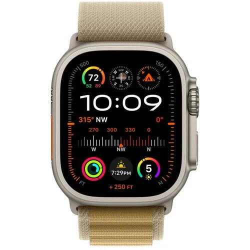 APPLE Watch Ultra2 v2 Cellular 49mm Natural Titanium Case with Tan Alpine Loop - Small mx4e3se / a