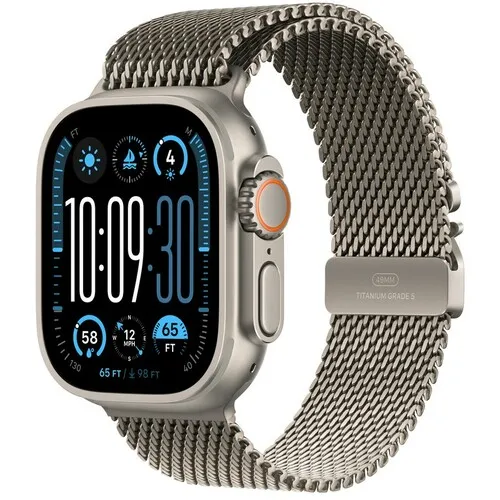 APPLE Watch Ultra2 v2 Cellular 49mm Natural Titanium Case with Natural Titanium Milanese Loop - M mx5r3se / a