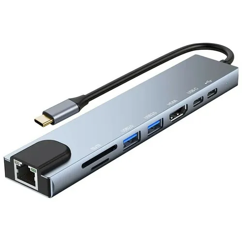 KETTZ KT-801G Type C 8 / 1 4K HDMI USB x 2, SD / TF Multiport