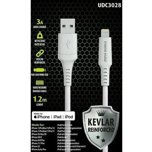 MAX MOBILE D.KABL LIGHTNING-USB MFI Apple KEVLAR QC 1,2m W