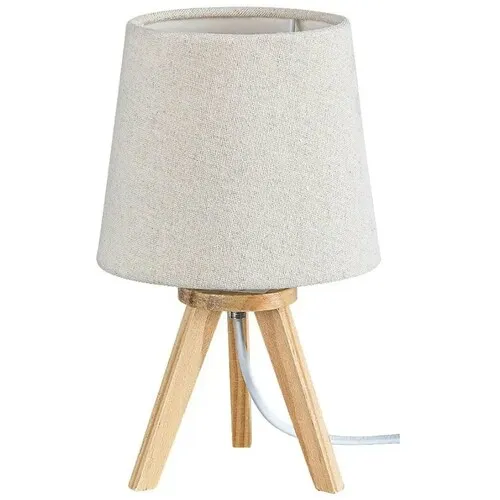 RABALUX Lychee, stona lampa E14, drveno postolje, bež abažur