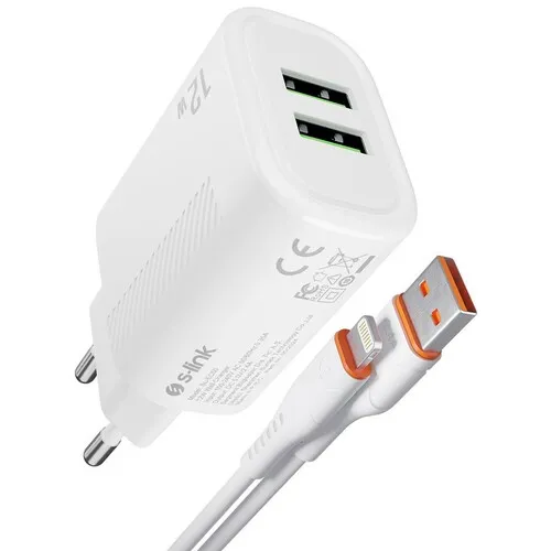 S-LINK SL-EC50L 12W Lightning, 2xUSB, beli
