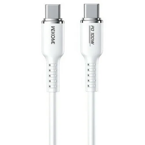 WEKOME Kabl 3.1 USB tip C M / M 1.2m, za Superbrzo punjenje 100W / 480Mbps, Silicon Soft, beli WDC-11