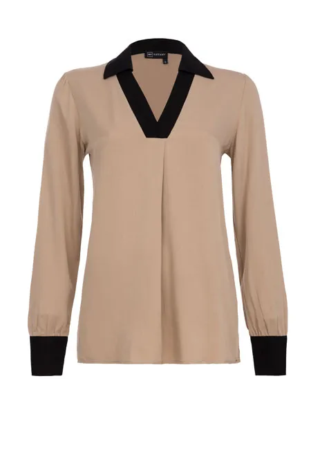 Bluza dugih rukava sa kontrastnim umetkom