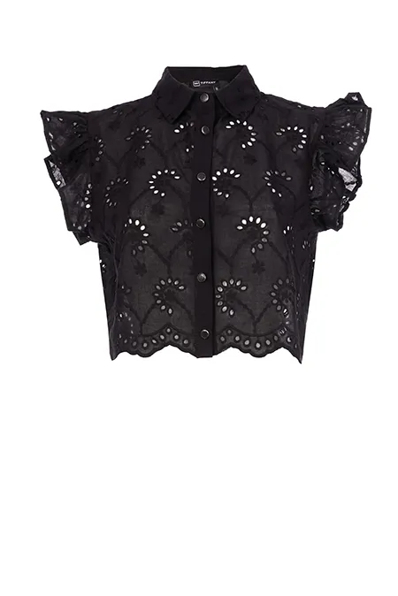 Bluza kratkih rukava sa rupičastim vezom