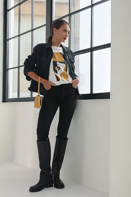 Ženska teksas jakna dugih rukava