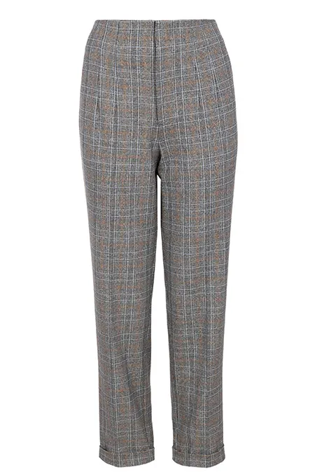 Ženske karirane pantalone dubokog struka