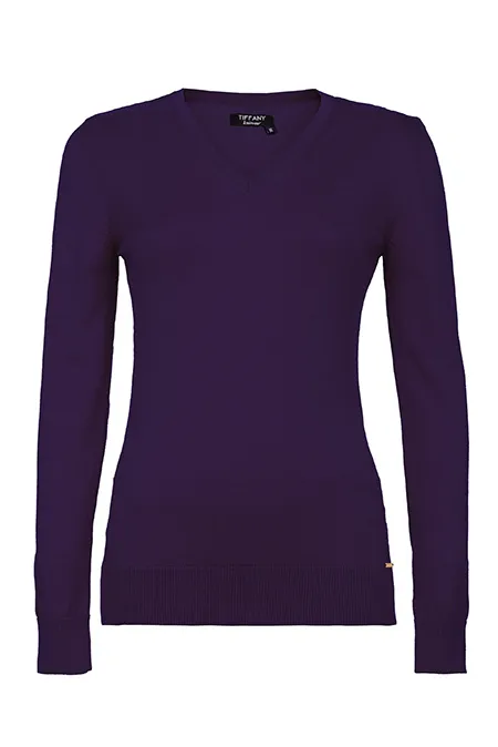 Ženski bazni džemper dugih rukava sa V izrezom