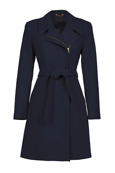 Ženski kratki kuput na preklop sa metalnim rajsferšlusom