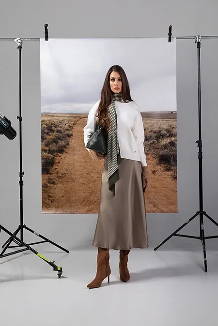 Midi A-kroj suknja sa bočnim rajsferšlusom