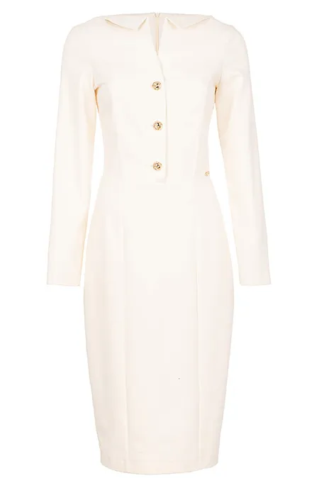 Midi haljina sa dugim rukavima i šlicem pozadi