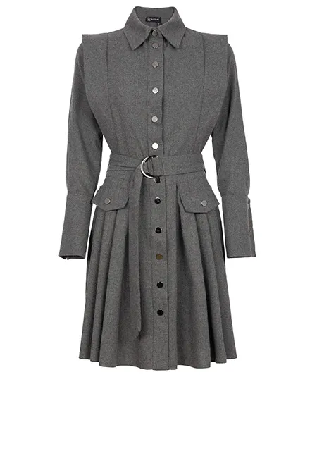 Mini haljina sa asimetričnim detaljem i pojasom