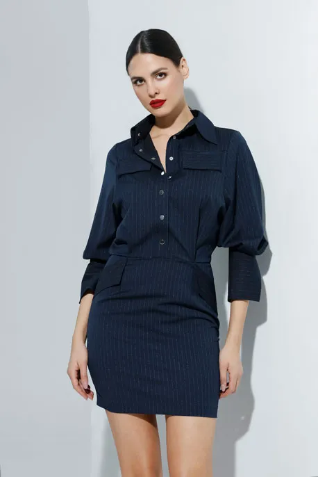 Mini košulja-haljina sa diskretnim prugama