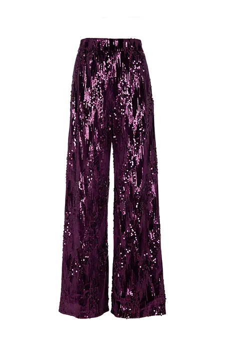 Pantalone širokih nogavica sa prošivenim šljokicama