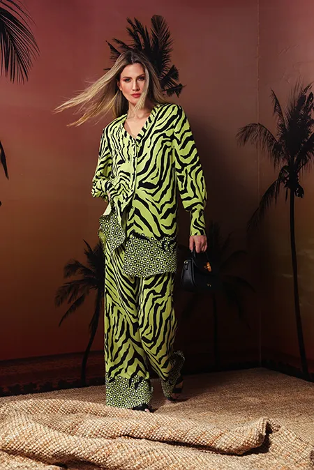 Pantalone širokih nogavica u zebra dezenu