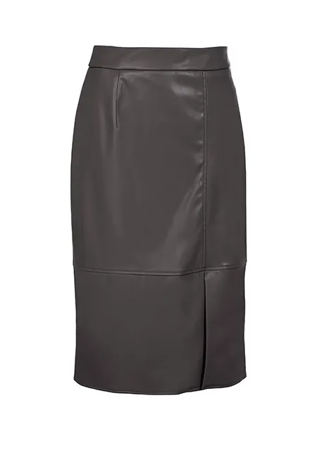 Suknja od eko kože sa šlicem sa strane