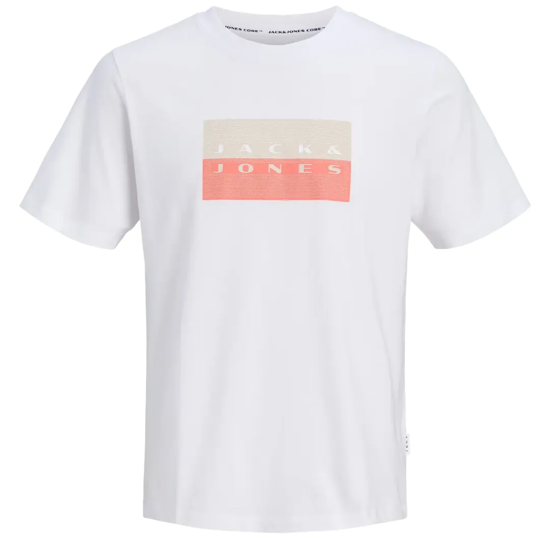 J&amp;J Bela Muška Majica JCOFUSION DOTS PRINT SS CREW