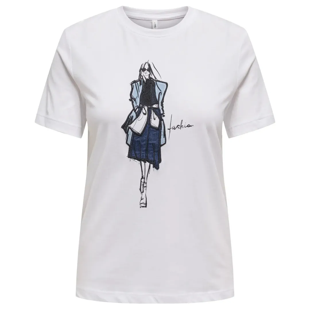Only Bela Ženska Majica ONLEMMA Fashion