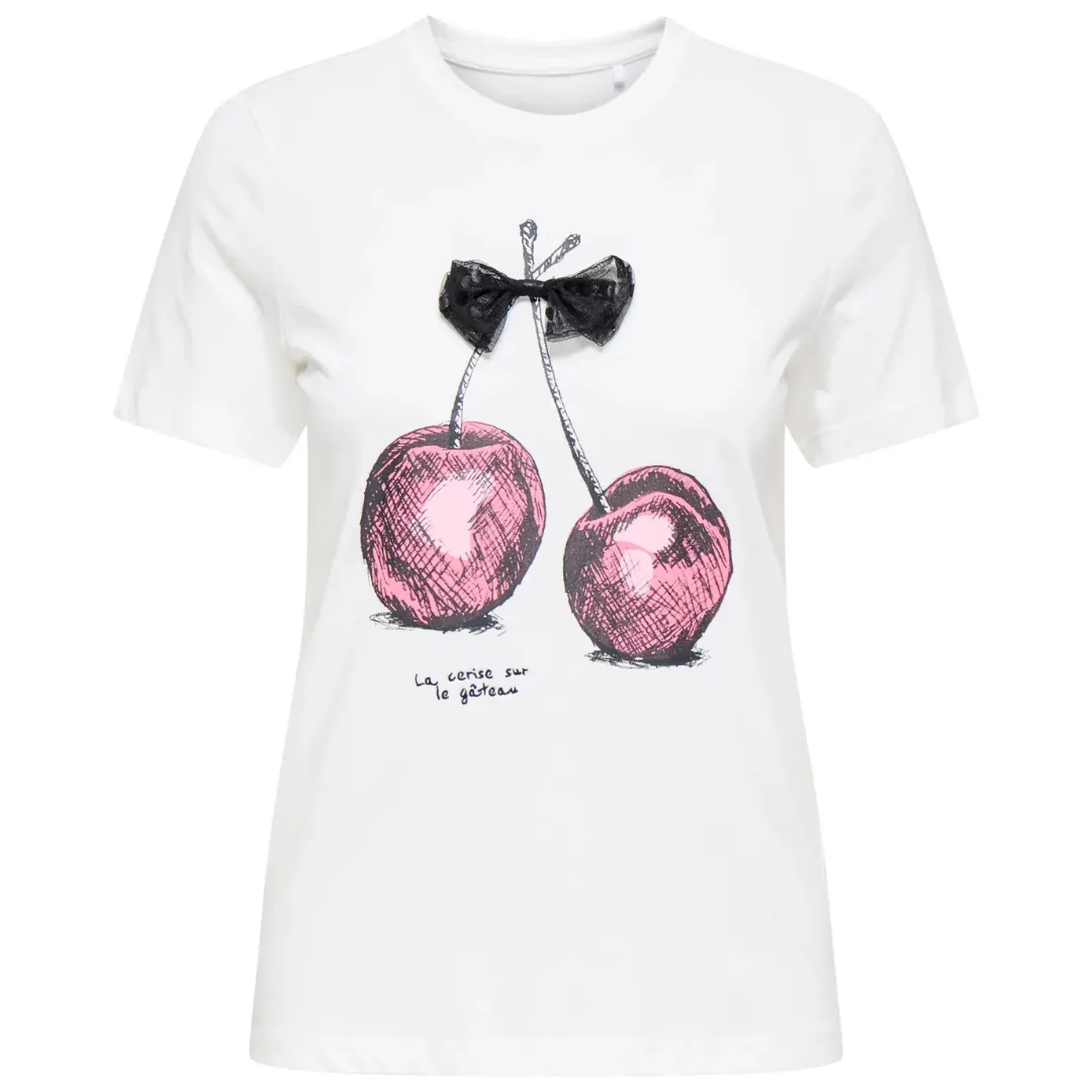 ONLY Bela Ženska Majica ONLNITA CHERRY