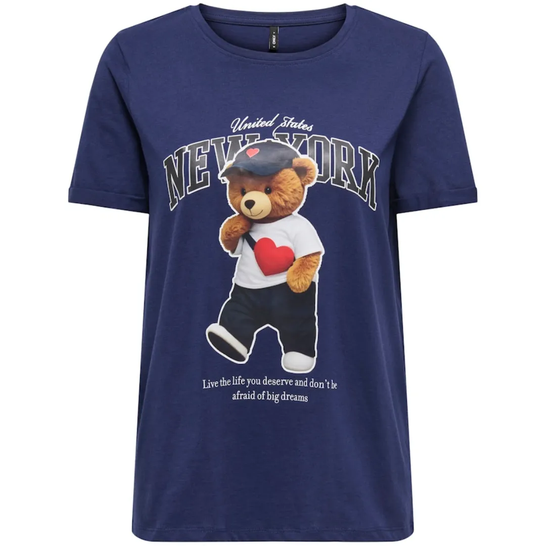 ONLY Plava Ženska Majica ONLLINA LIFE BEAR