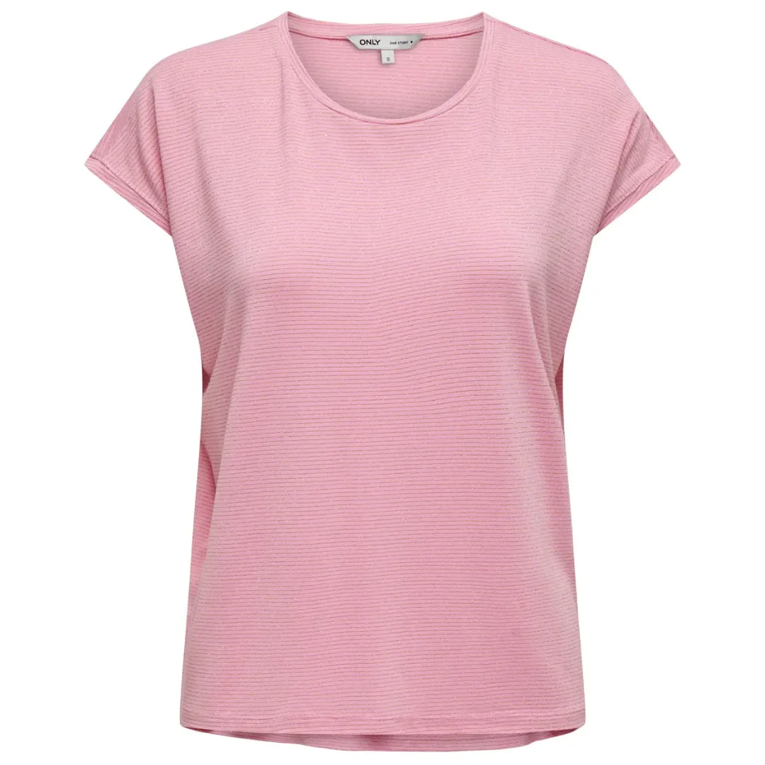 Only Roze Ženska Majica  ONLCLAUDIA GLITTER