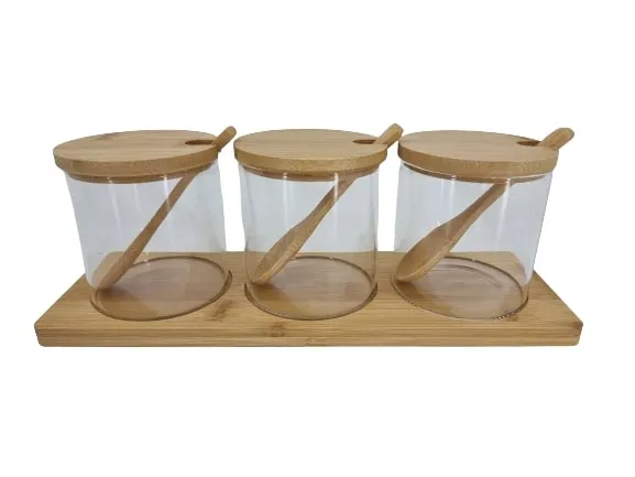 BAROK SET ZA ZAČIN STAKLO DRVO 29*10CM 3/1 23A-1083