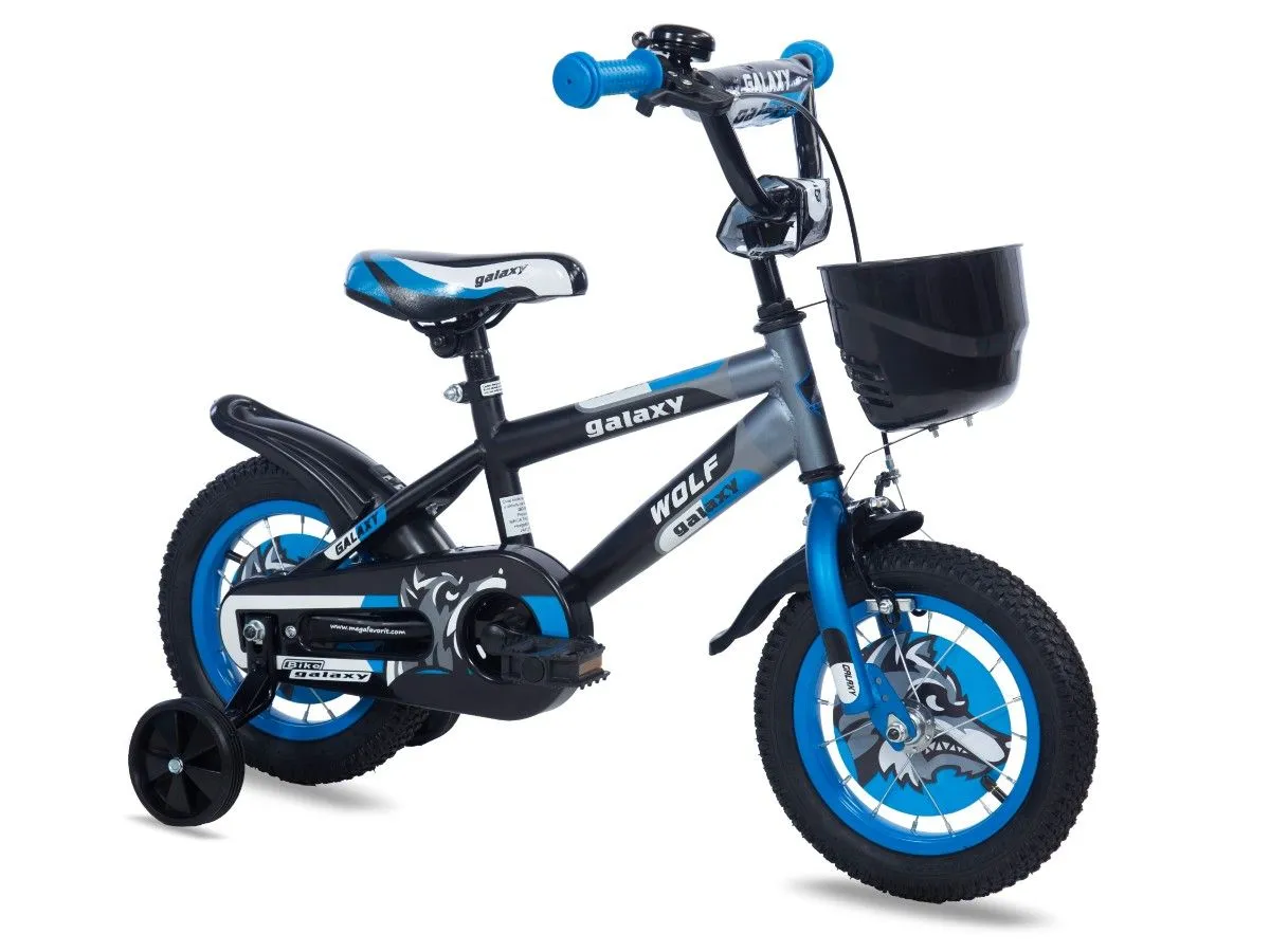GALAXY DECIJI BICIKL WOLF 12” CRNA/SIVA/PLAVA