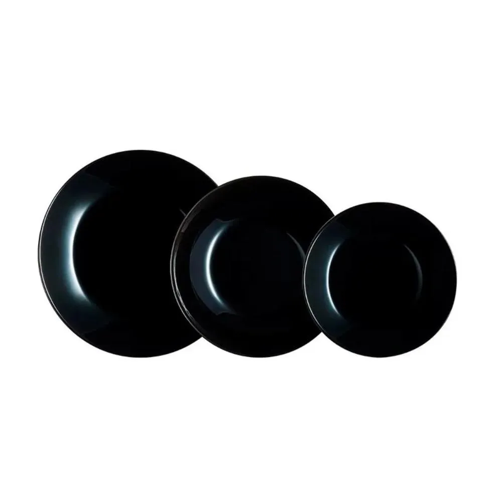 LUMINARC ZELIE CRNI SET TANJIRA 18 DELOVA