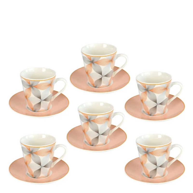 SIGMA PORCELAN SET ZA KAFU 6/1 150ML BEŽ/SIVI