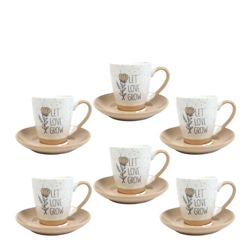 SIGMA PORCELAN SET ZA KAFU 6/1 CVET/BEŽ