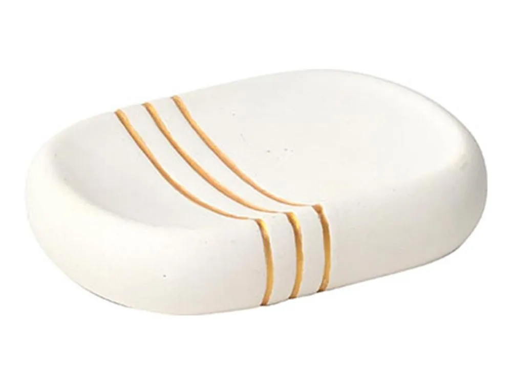 TENDANCE DRŽAČ GOLD BELI STRIPES SAPUNA KERAMIKA