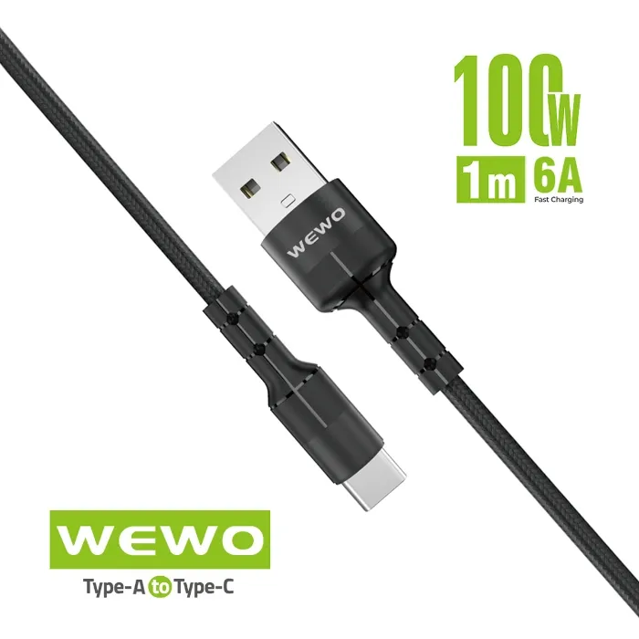 WEWO CA-08 USB DATA KABL FAST 100W/6A TIP C CRNI 1