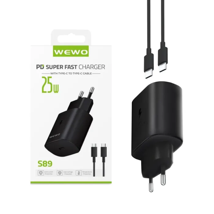 WEWO S89 SUPER FAST PD TI PUNJAČ 25W/3A (CRNI)