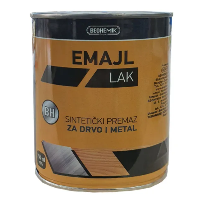 Emajl lak uljani crni za drvo i metal 0.75l
