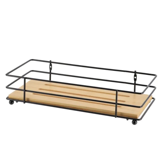 POLICA ŽIČANA  6X26,5X11,5CM BAMBUS MAT CRNA